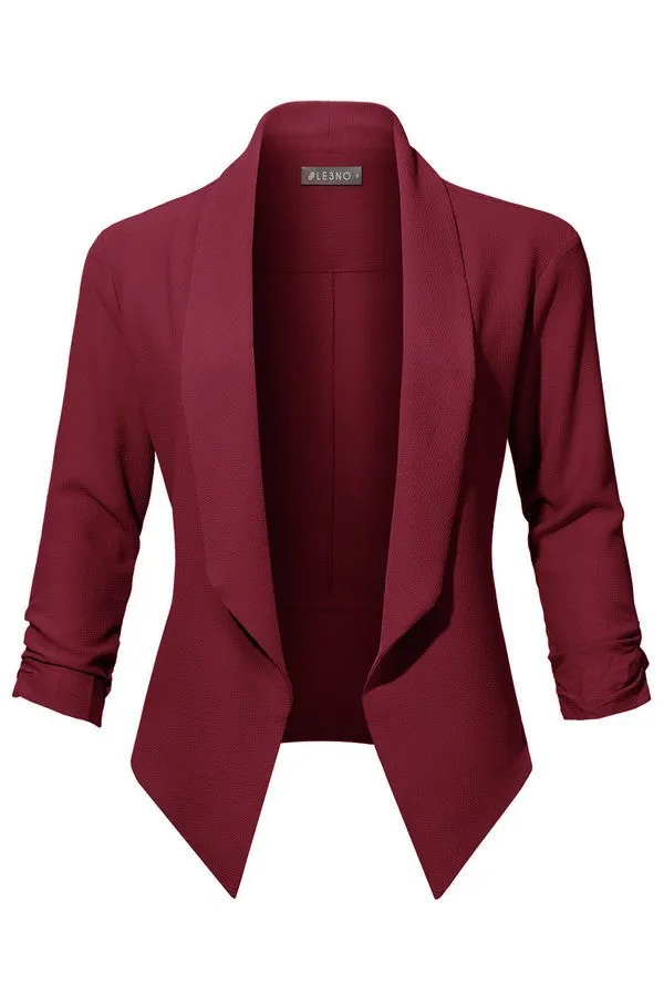 3/4 Sleeve Textured Blazer