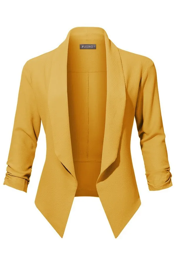 3/4 Sleeve Textured Blazer