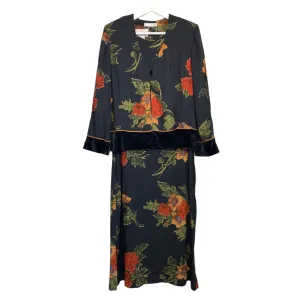90s Karin Stevens New with Tags Maxi Dress with Matching Jacket Floral and Velvet Medium