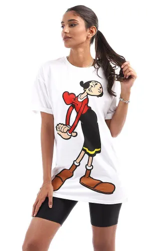 94783 Cool Mrs. Popeye Printing White Tee