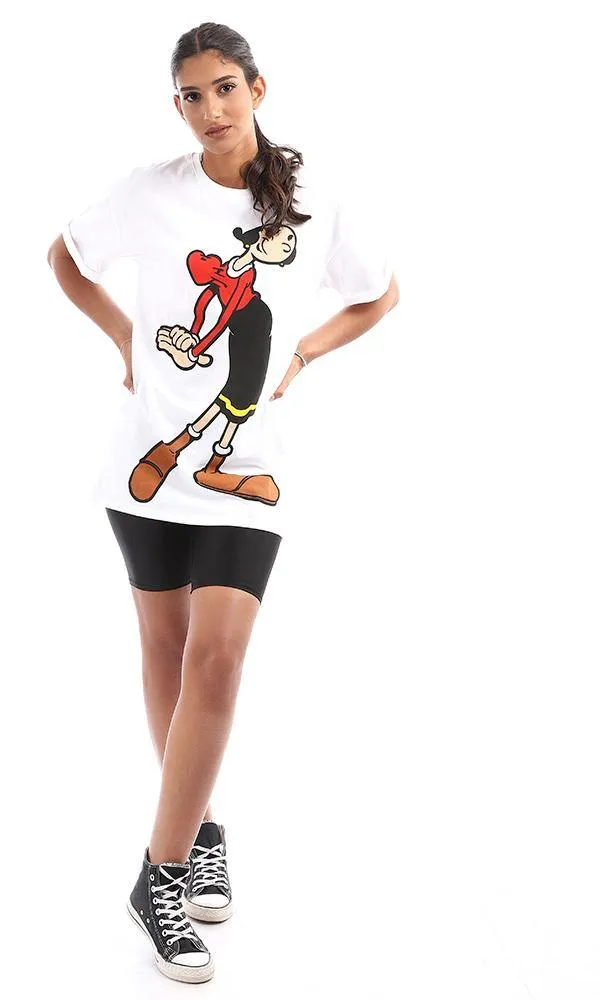 94783 Cool Mrs. Popeye Printing White Tee