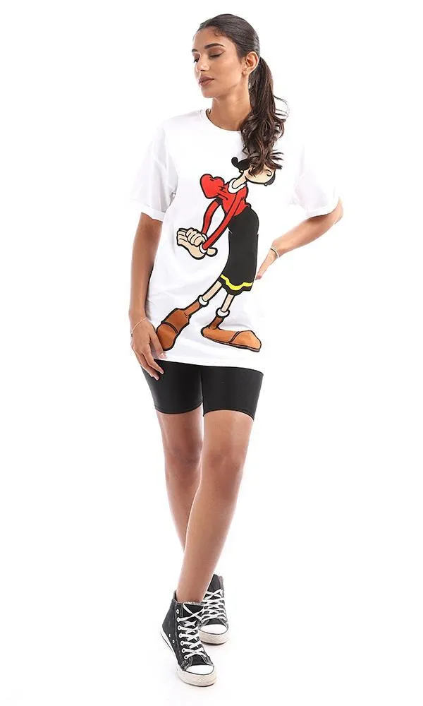 94783 Cool Mrs. Popeye Printing White Tee