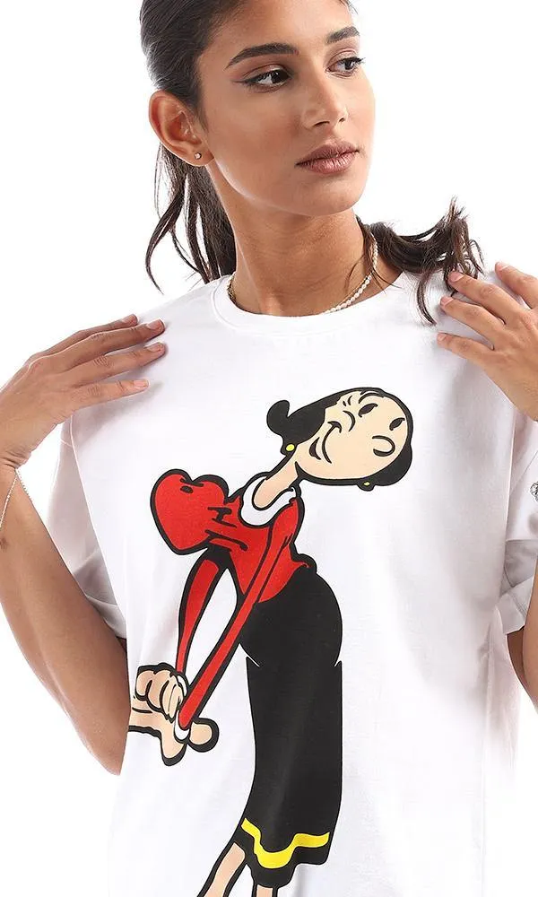 94783 Cool Mrs. Popeye Printing White Tee