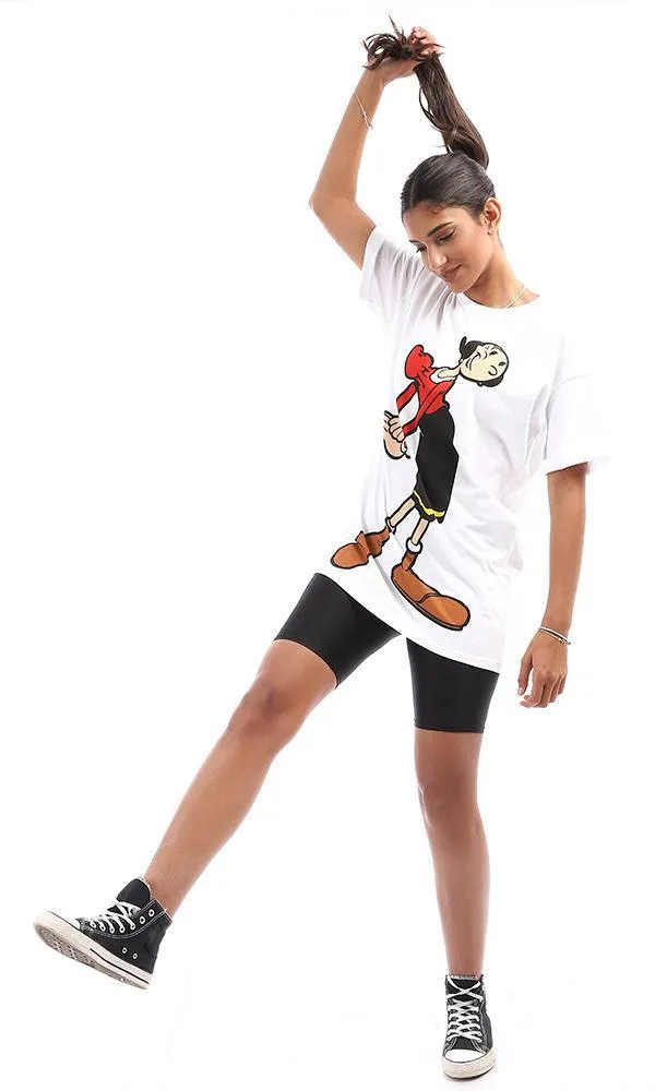 94783 Cool Mrs. Popeye Printing White Tee