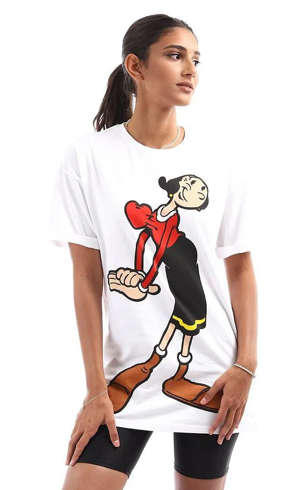 94783 Cool Mrs. Popeye Printing White Tee