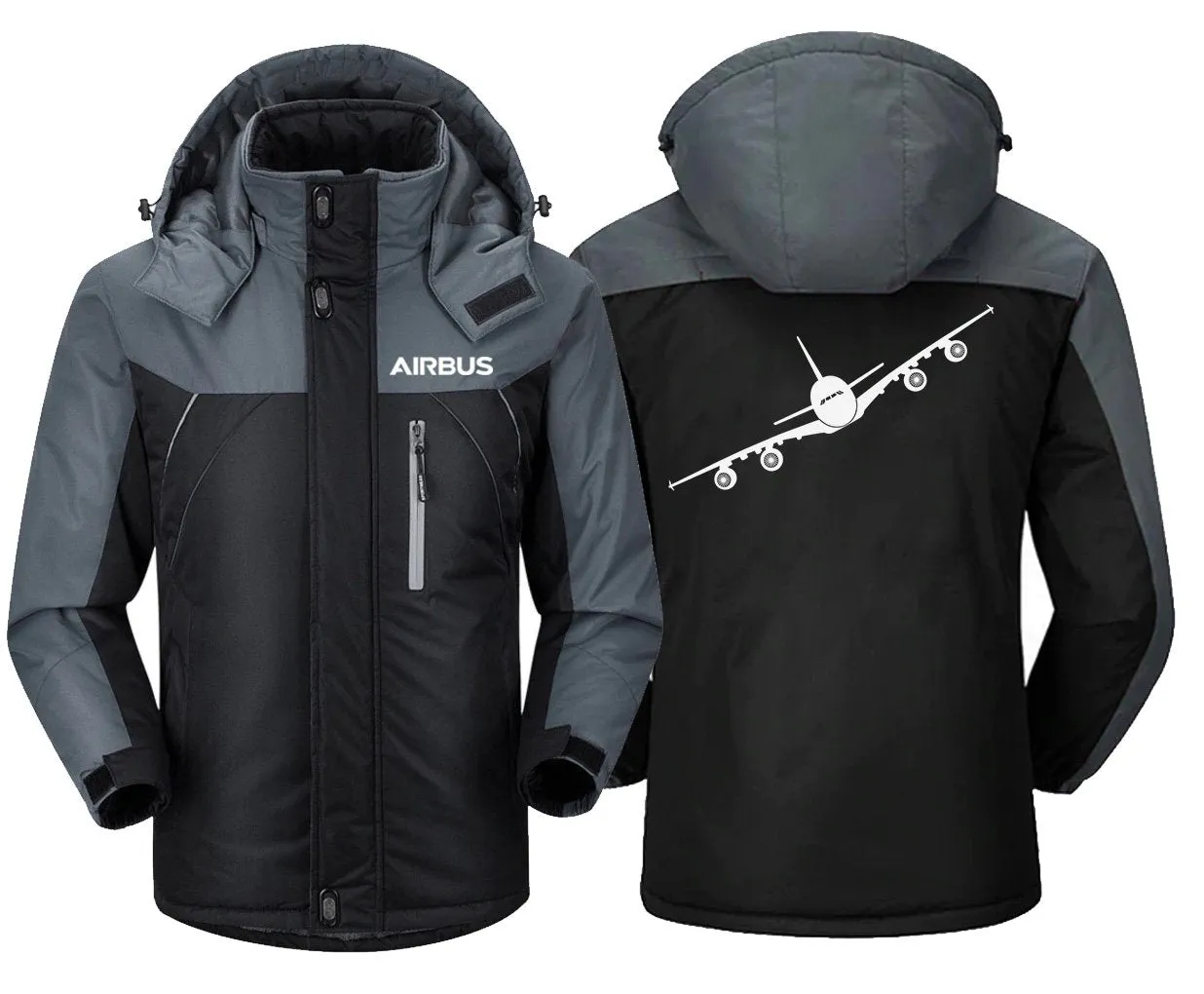 Airbus A380 Winter Jacket - Water-Resistant Windbreaker with Utility Pocket and Unique Design