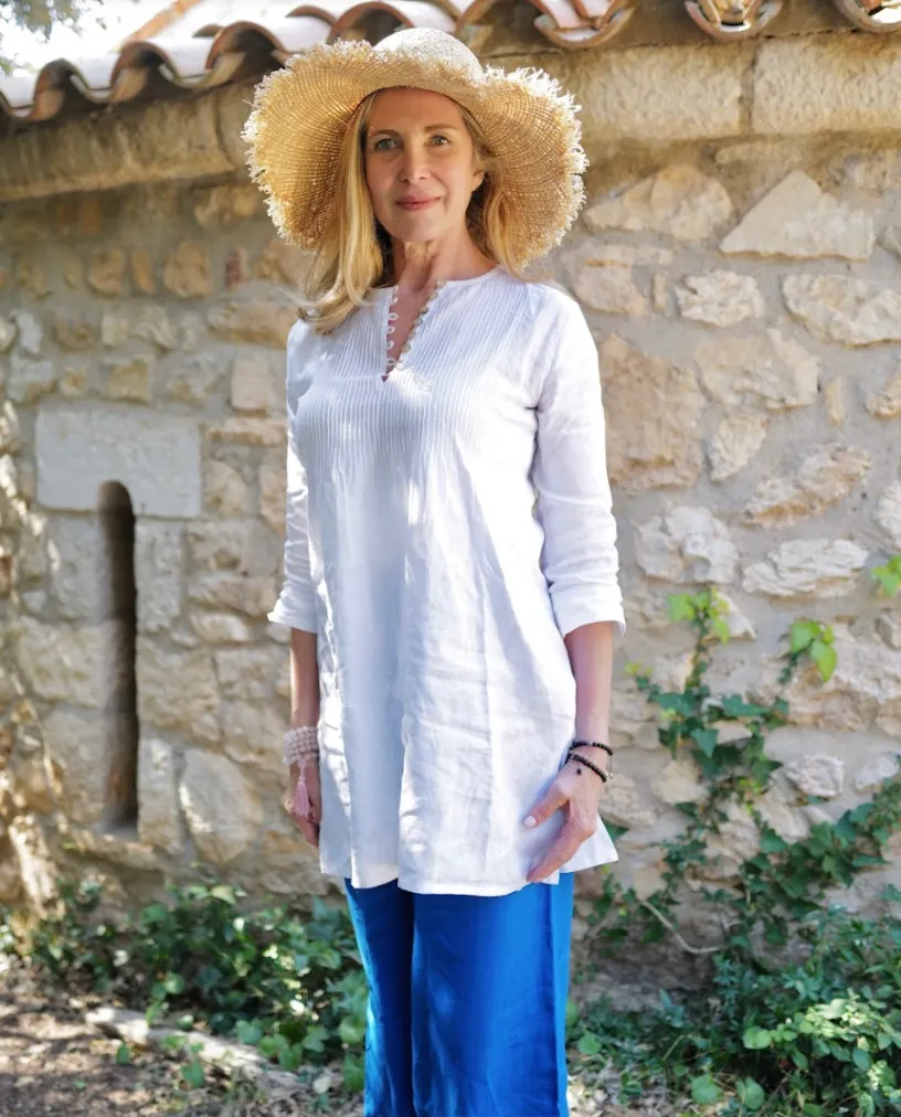 Archive Pintuck Tunic Top Linen