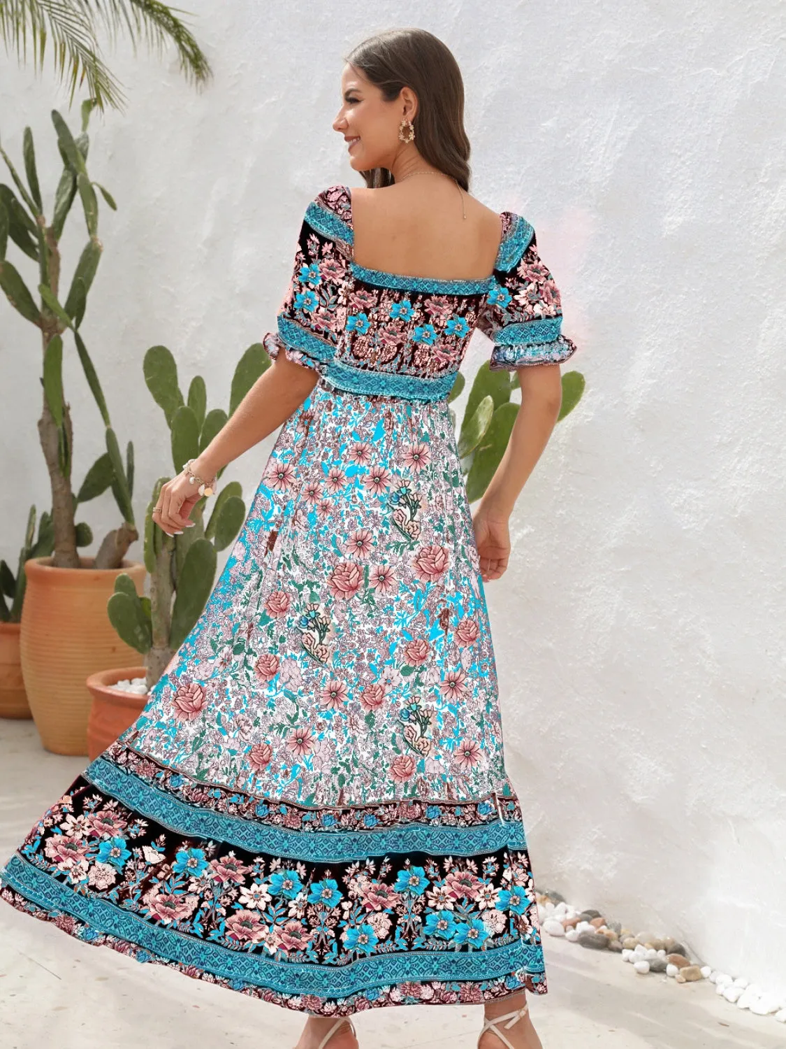 Blossom Ballet Flounce Sleeve Midi Dress