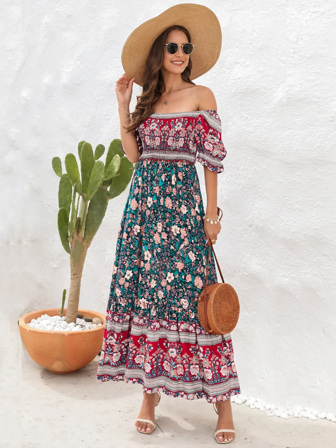 Blossom Ballet Flounce Sleeve Midi Dress