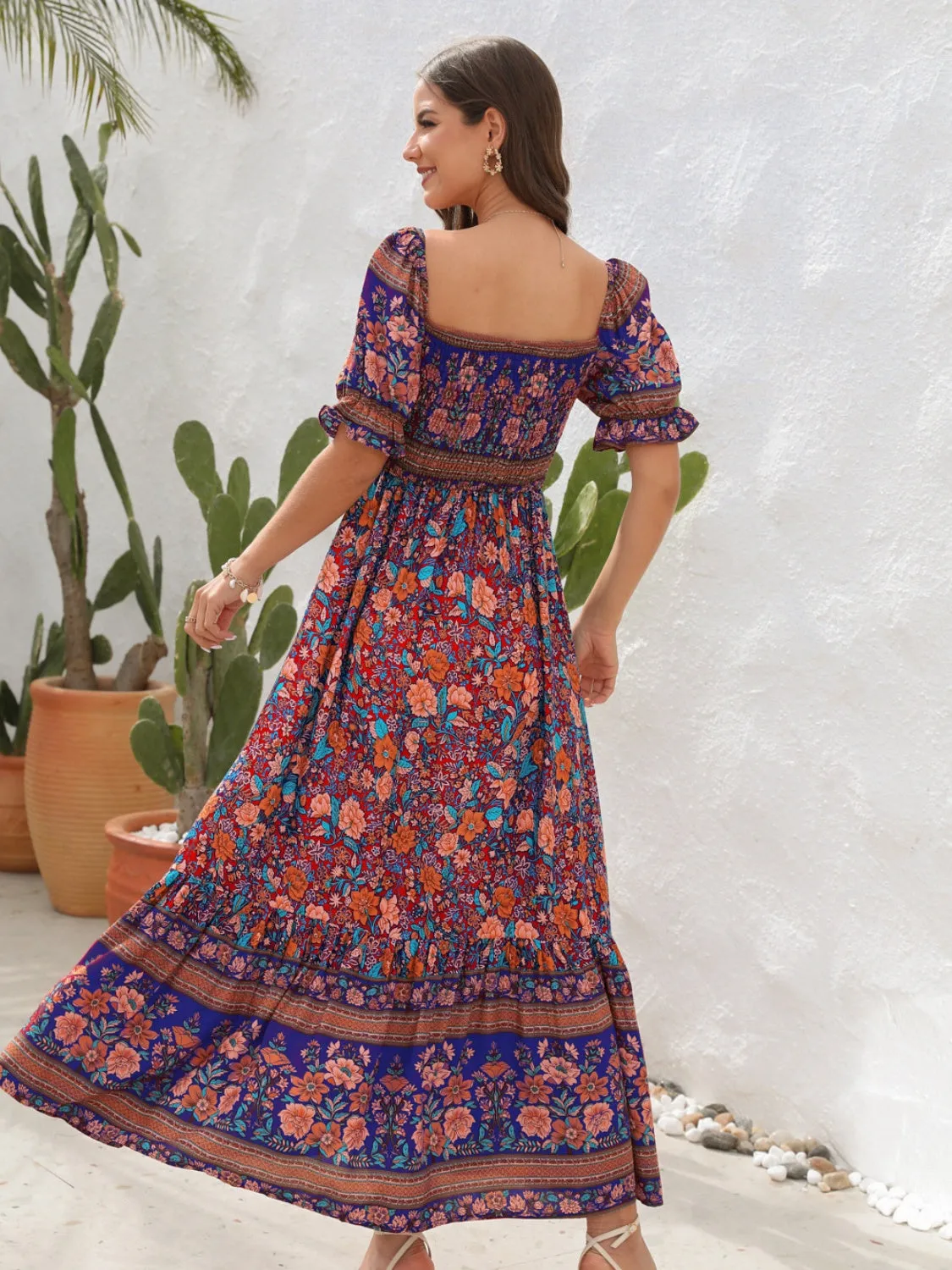 Blossom Ballet Flounce Sleeve Midi Dress