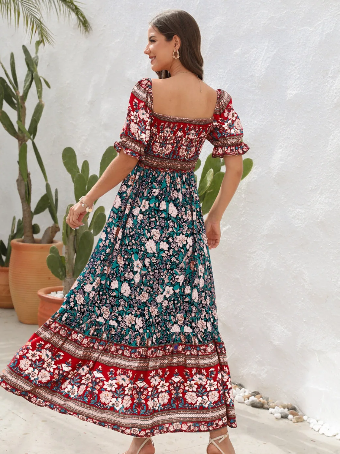 Blossom Ballet Flounce Sleeve Midi Dress