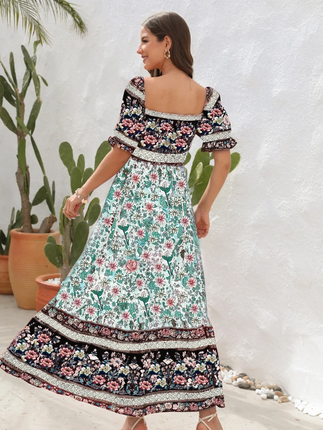 Blossom Ballet Flounce Sleeve Midi Dress