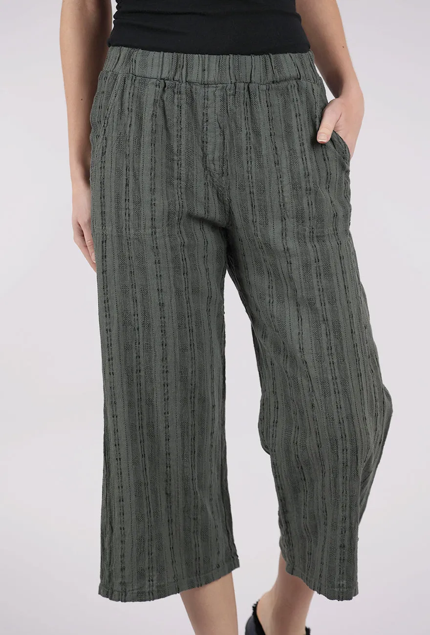 Bumpy Stripe Linen Crop Pant, Clay