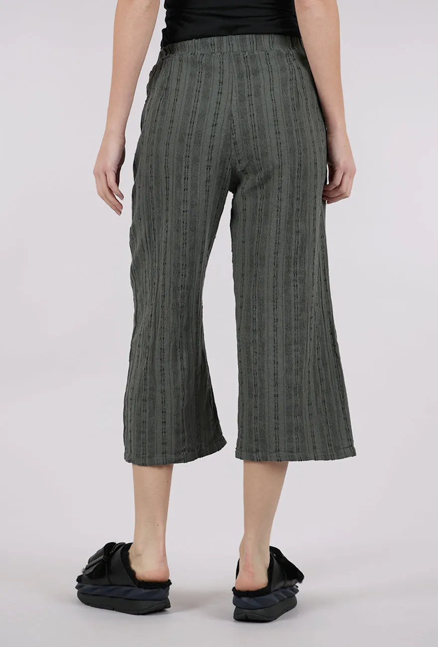Bumpy Stripe Linen Crop Pant, Clay
