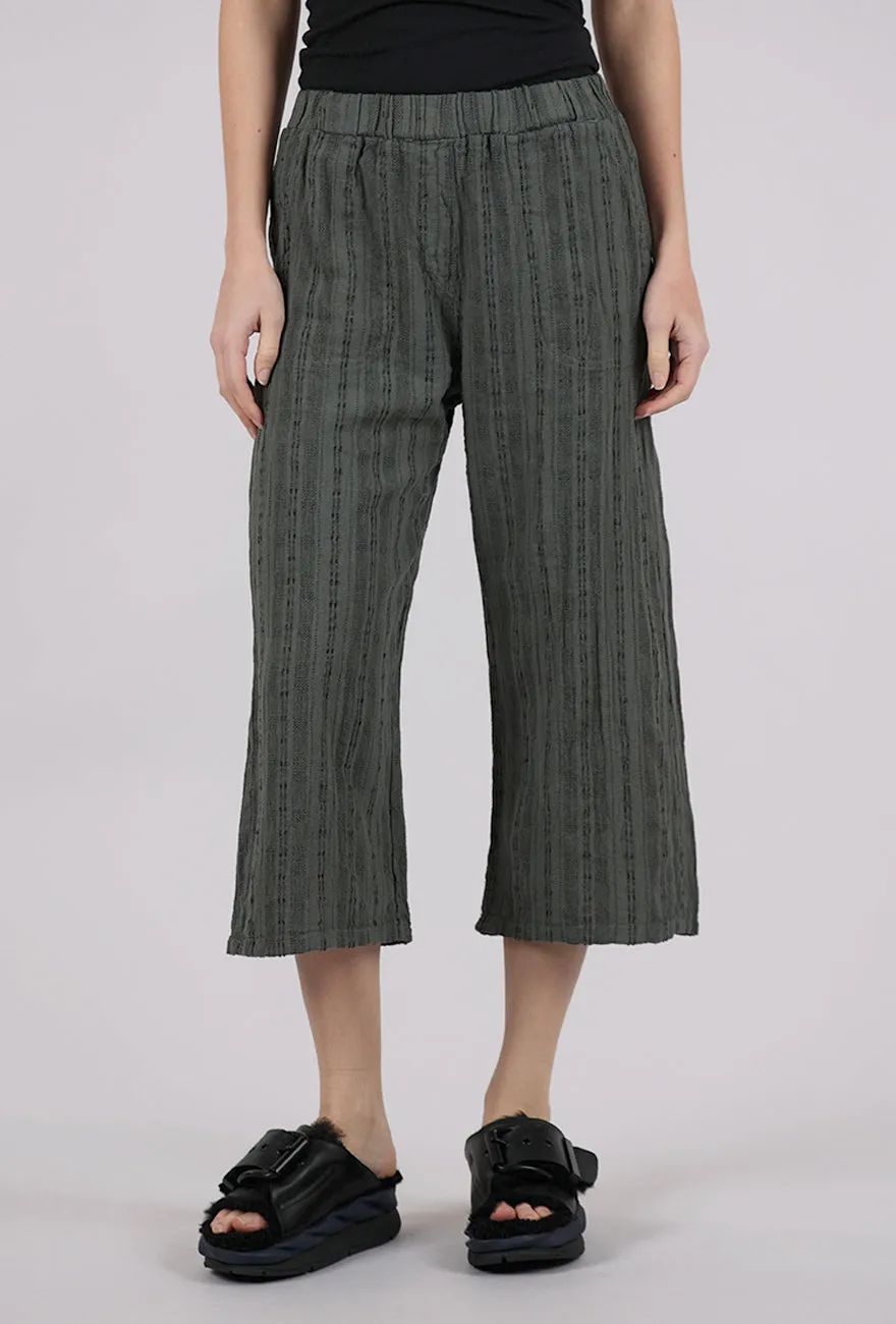 Bumpy Stripe Linen Crop Pant, Clay