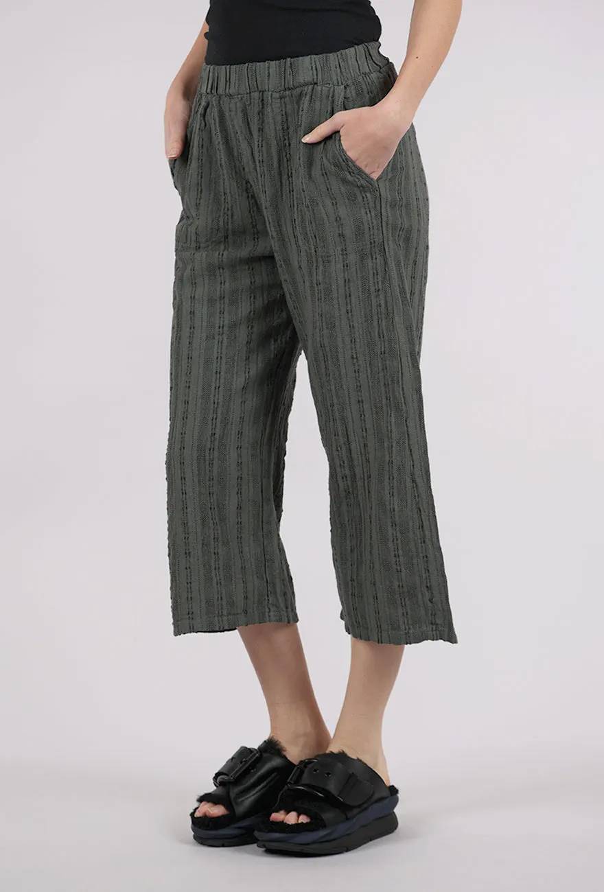 Bumpy Stripe Linen Crop Pant, Clay