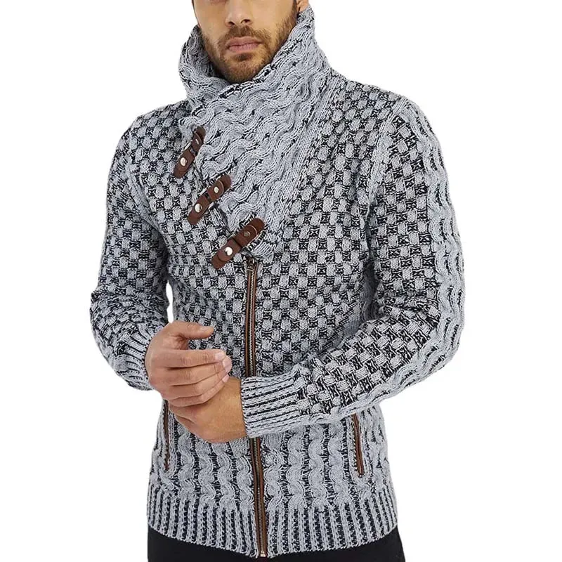 Casual Turtleneck Zipper Knitted Cardigan