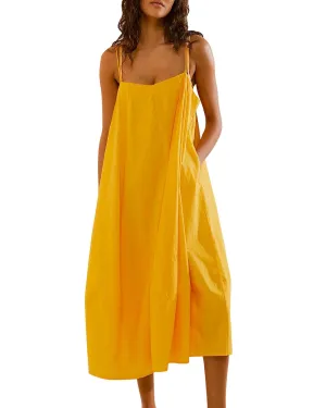 Chouyatou Womens Summer Dresses Sleeveless Spaghetti Strap Lounge Dress Flowy A-Line Midi Dress