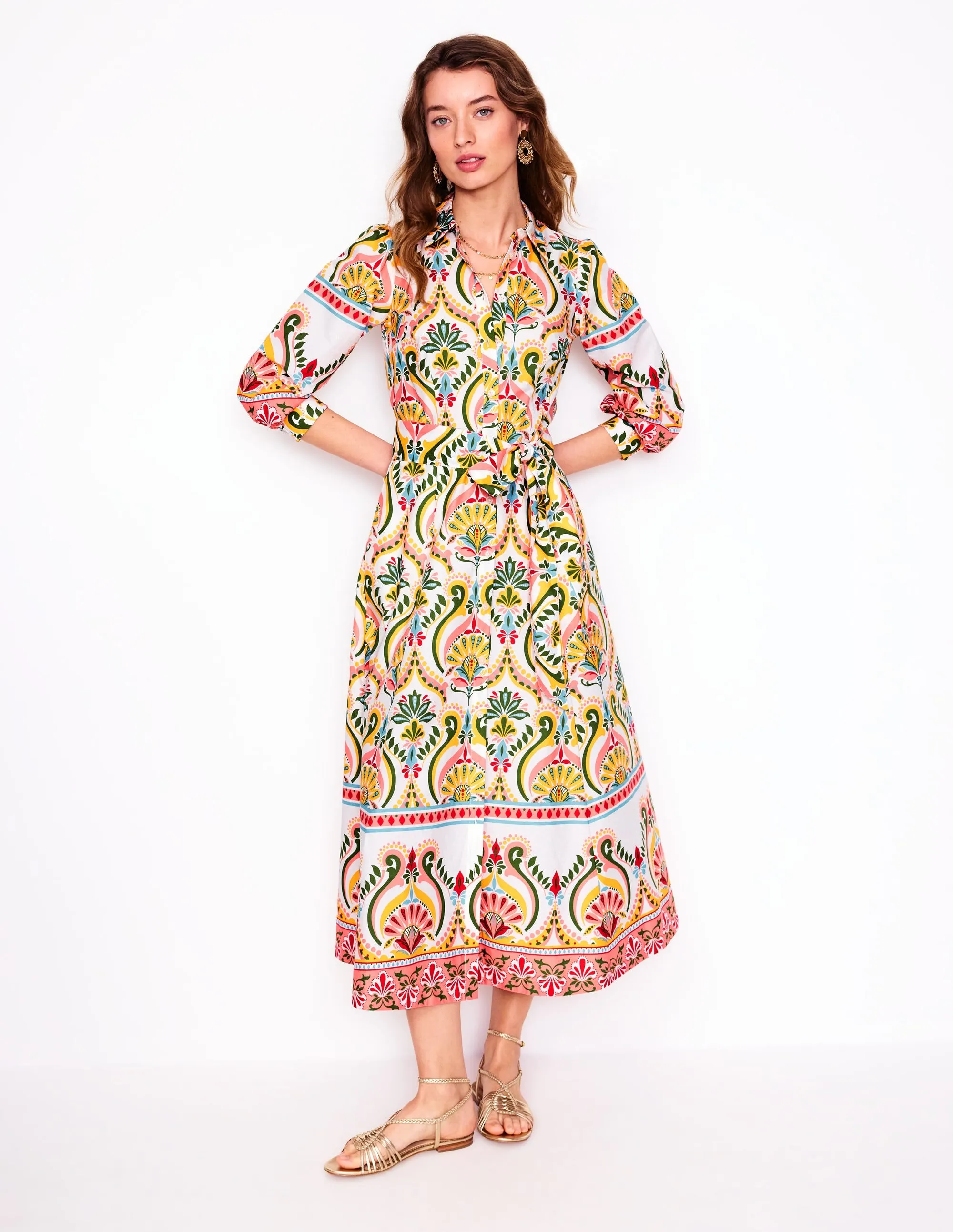 Clara Cotton Shirt Dress-Multi, Ornamental Floral