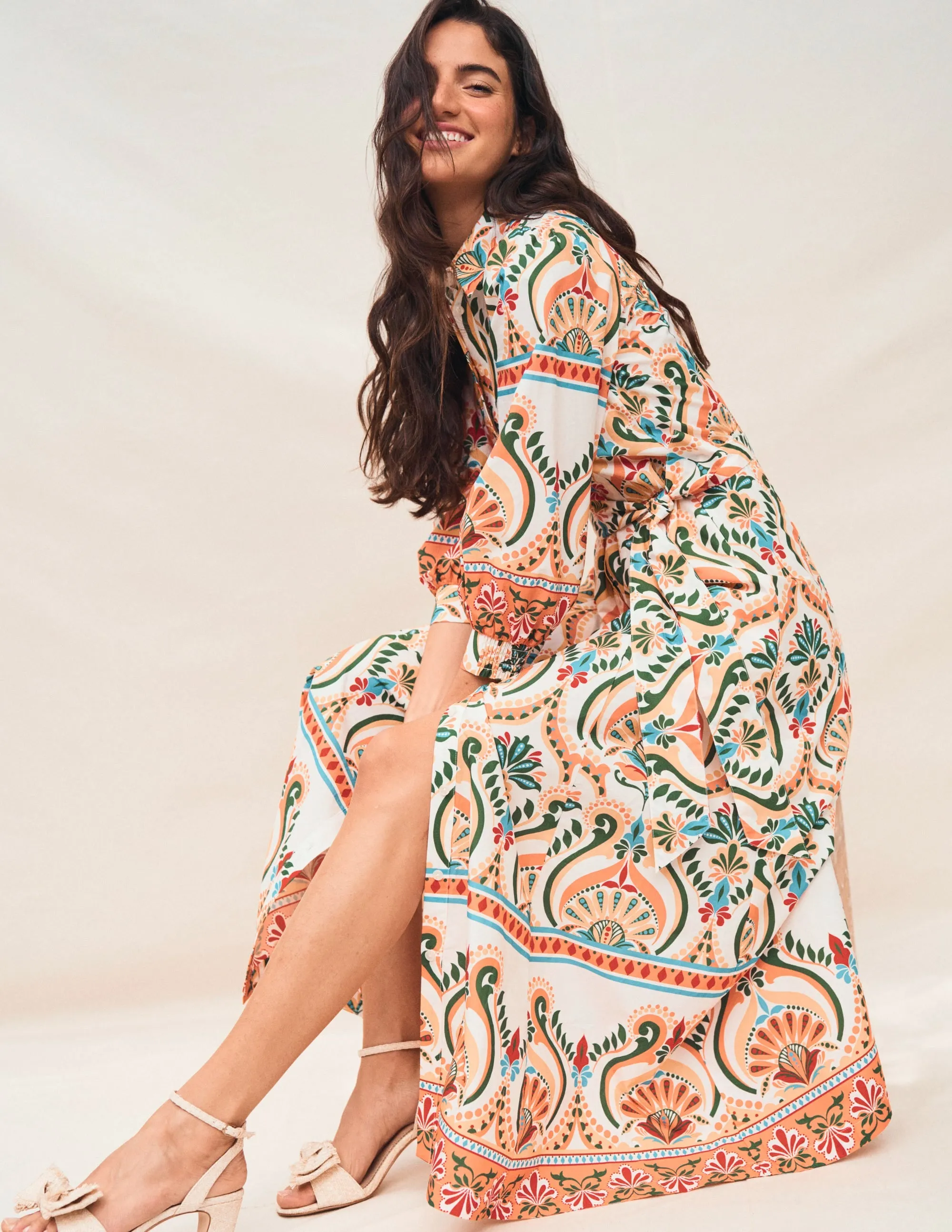Clara Cotton Shirt Dress-Multi, Ornamental Floral
