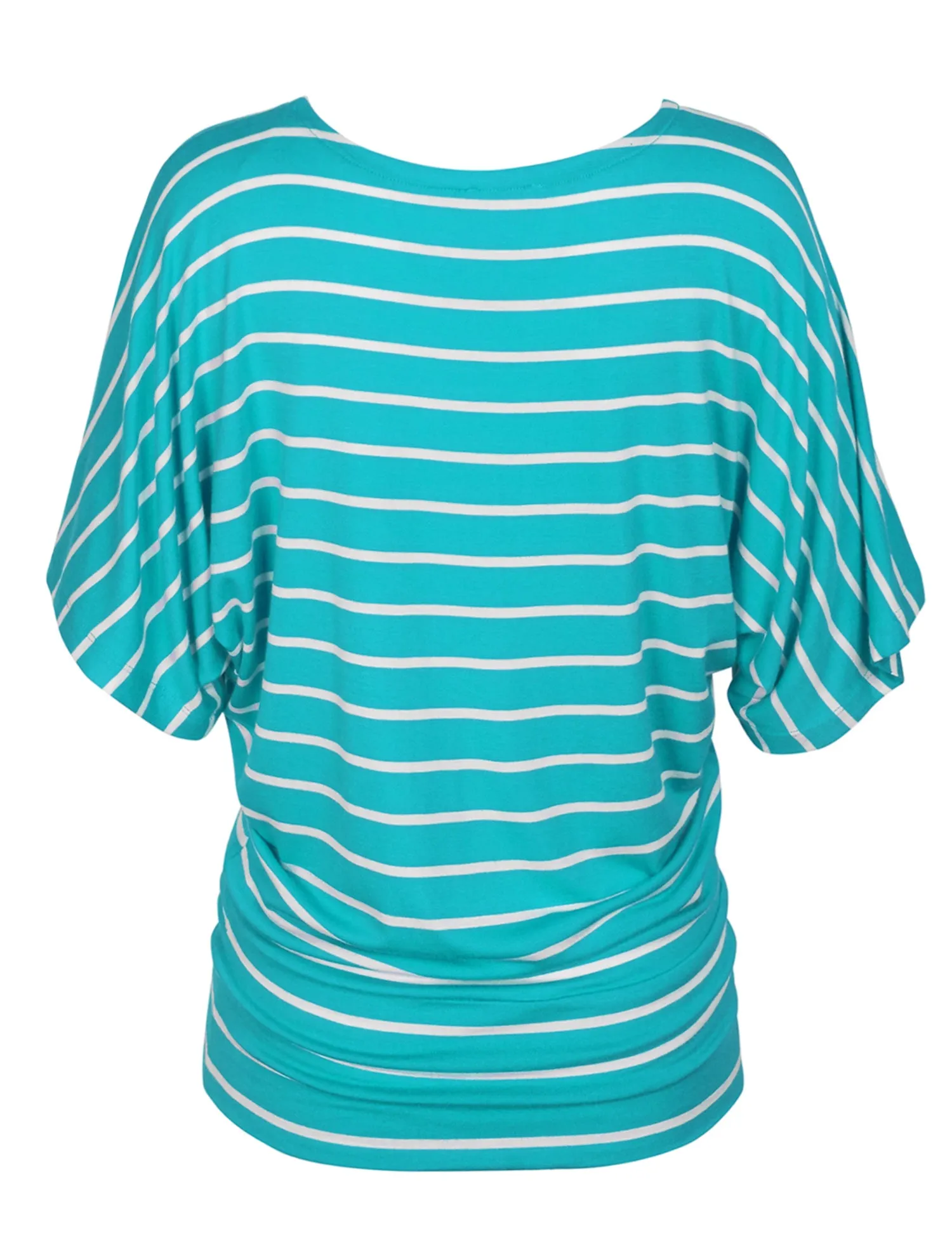 [Clearance] Womens Round Neck Striped Dolman Sleeve Casual Drape Top T-Shirt