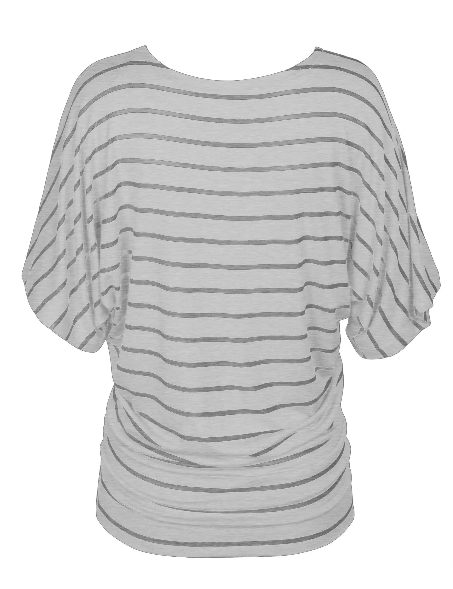 [Clearance] Womens Round Neck Striped Dolman Sleeve Casual Drape Top T-Shirt
