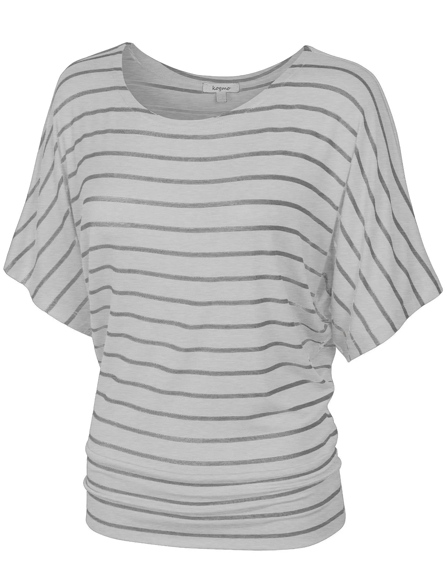 [Clearance] Womens Round Neck Striped Dolman Sleeve Casual Drape Top T-Shirt