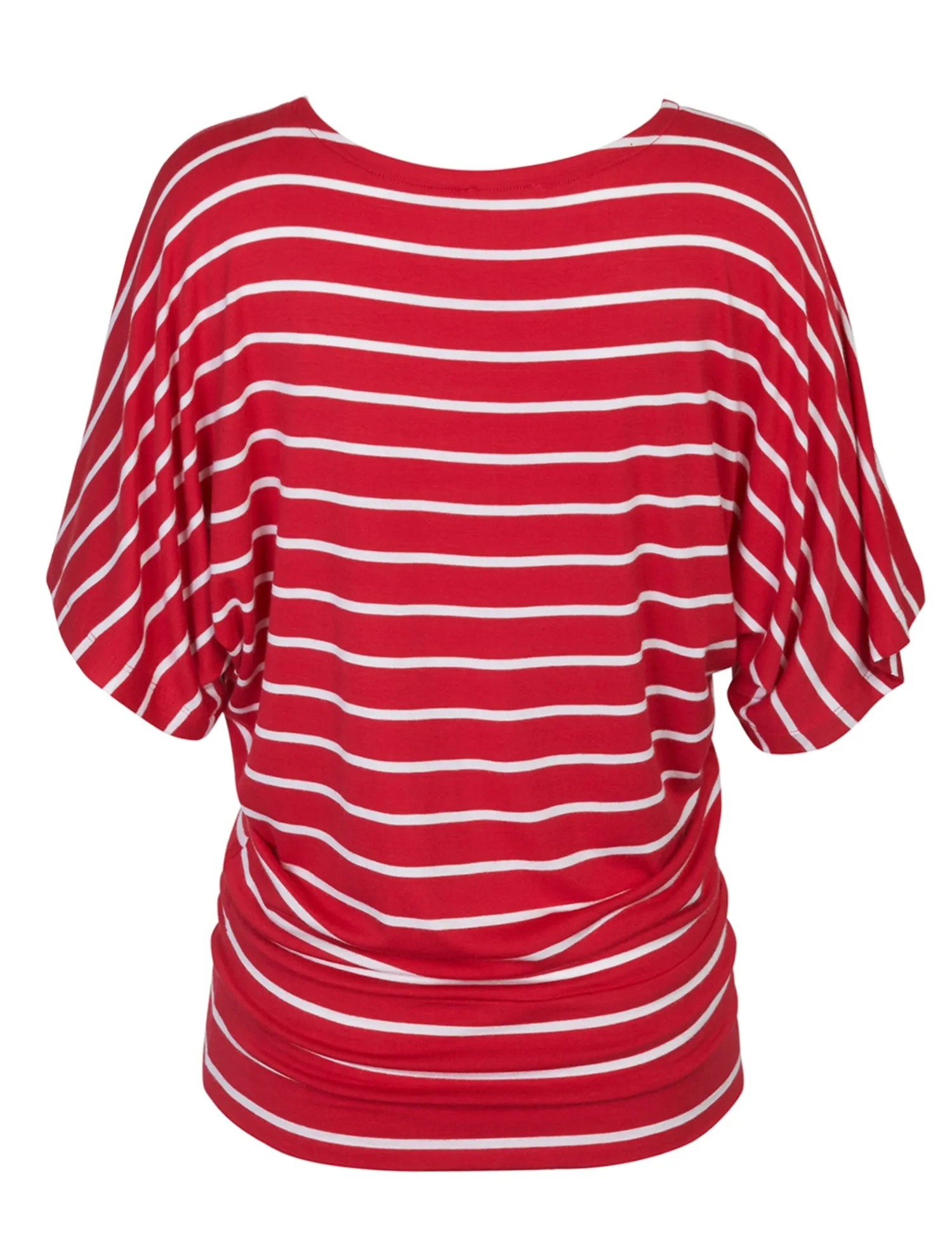 [Clearance] Womens Round Neck Striped Dolman Sleeve Casual Drape Top T-Shirt