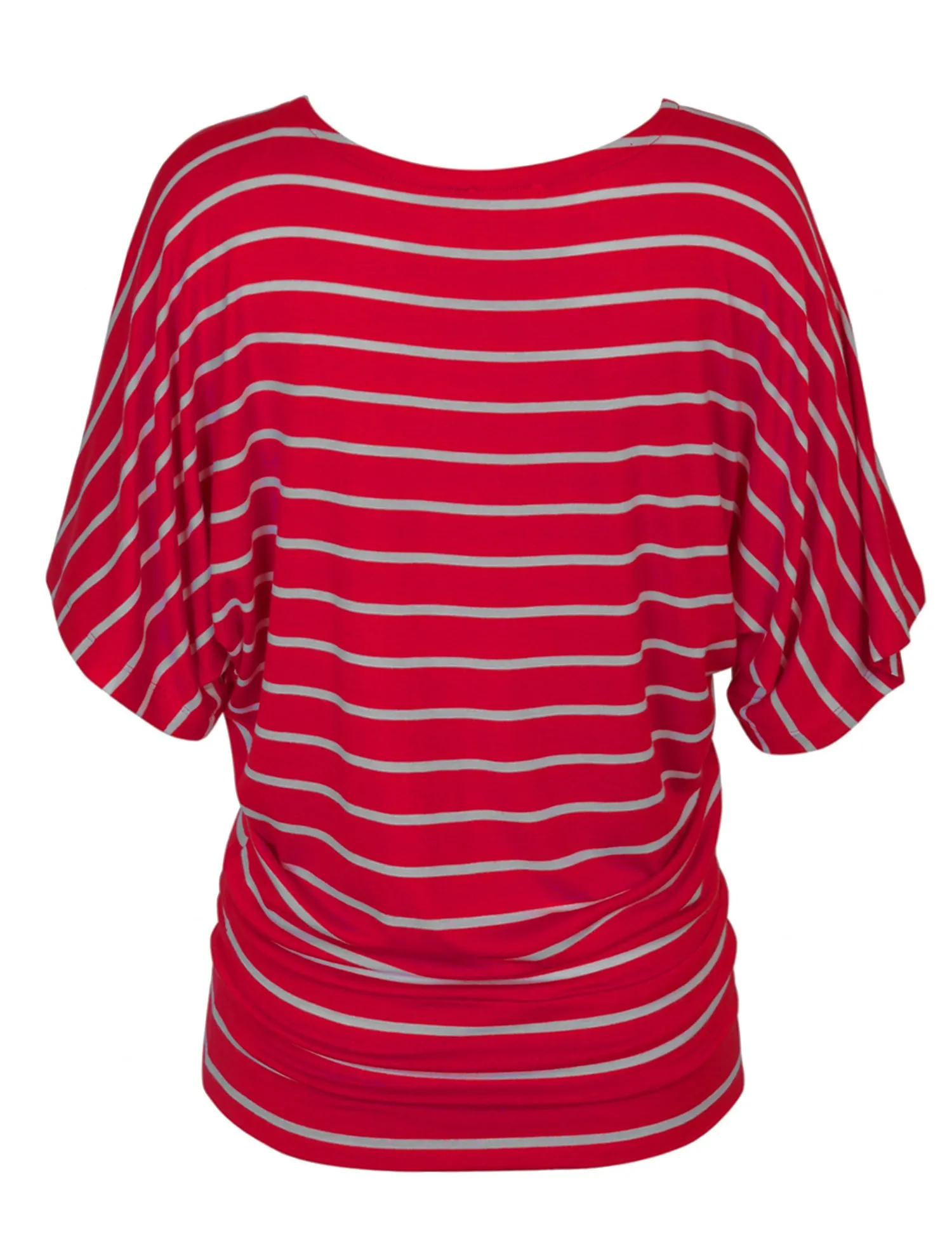 [Clearance] Womens Round Neck Striped Dolman Sleeve Casual Drape Top T-Shirt