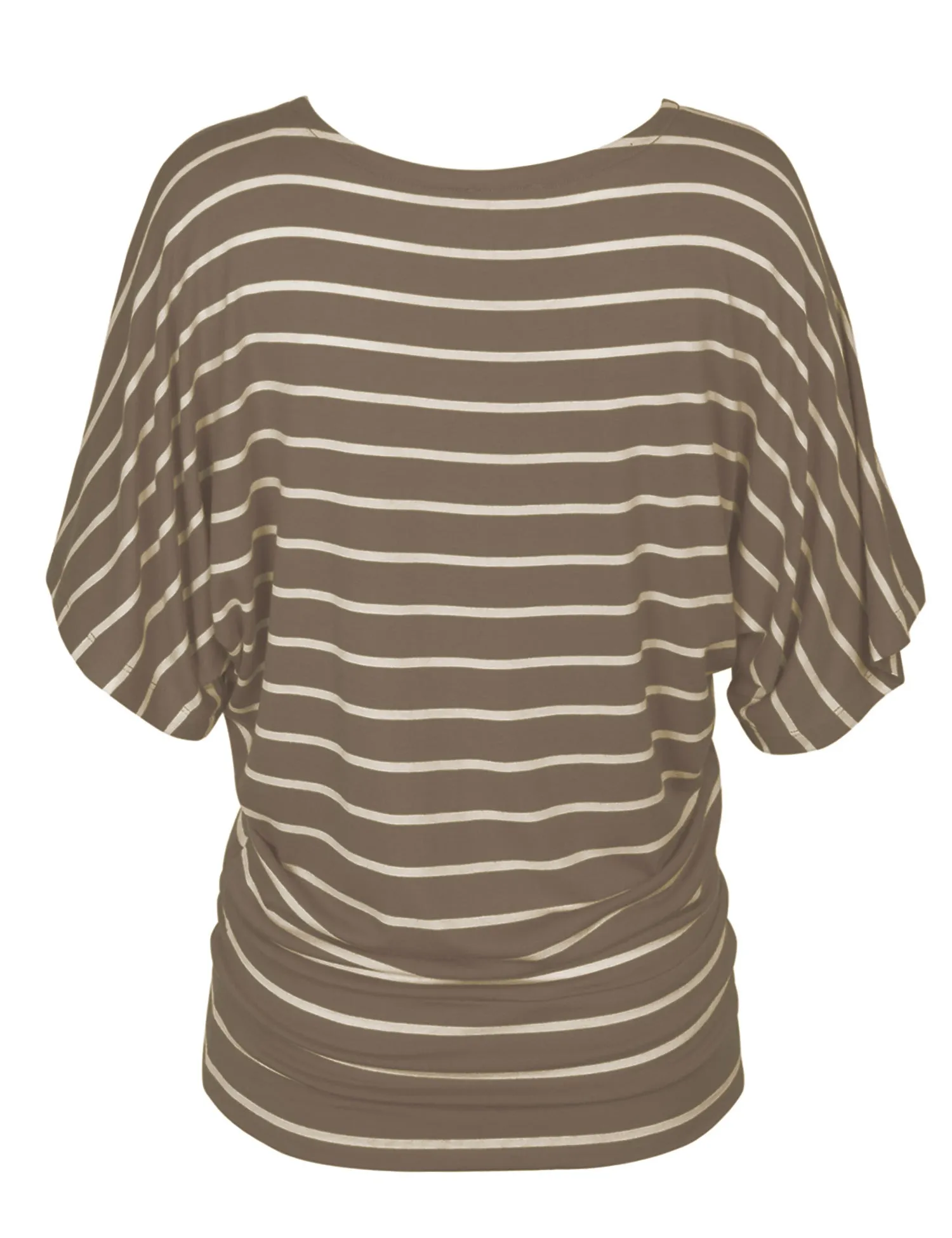 [Clearance] Womens Round Neck Striped Dolman Sleeve Casual Drape Top T-Shirt