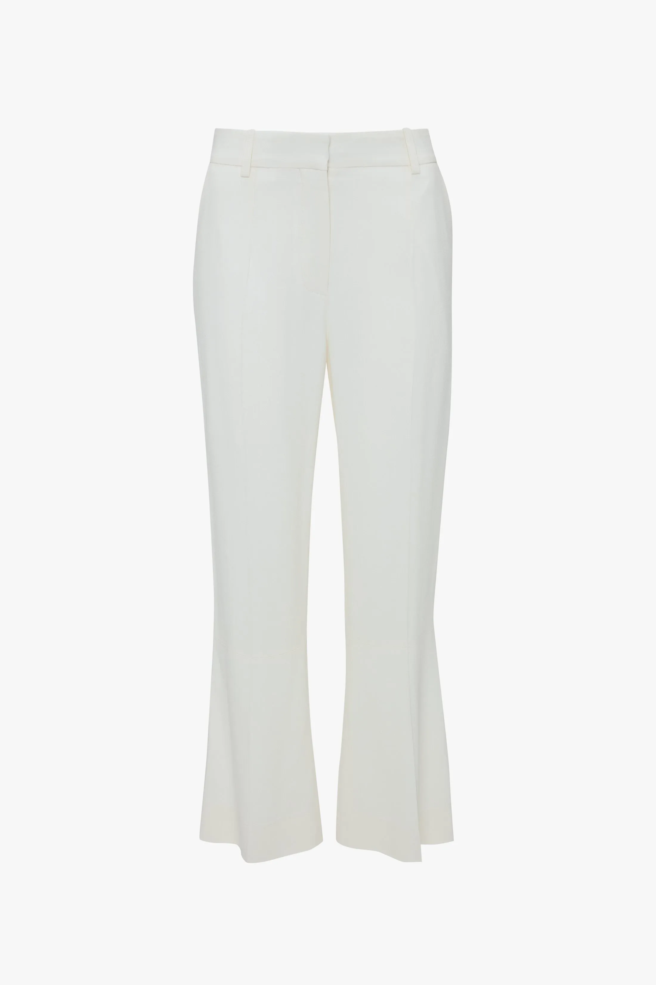 Cropped Kick Cotton Trousers In Off White