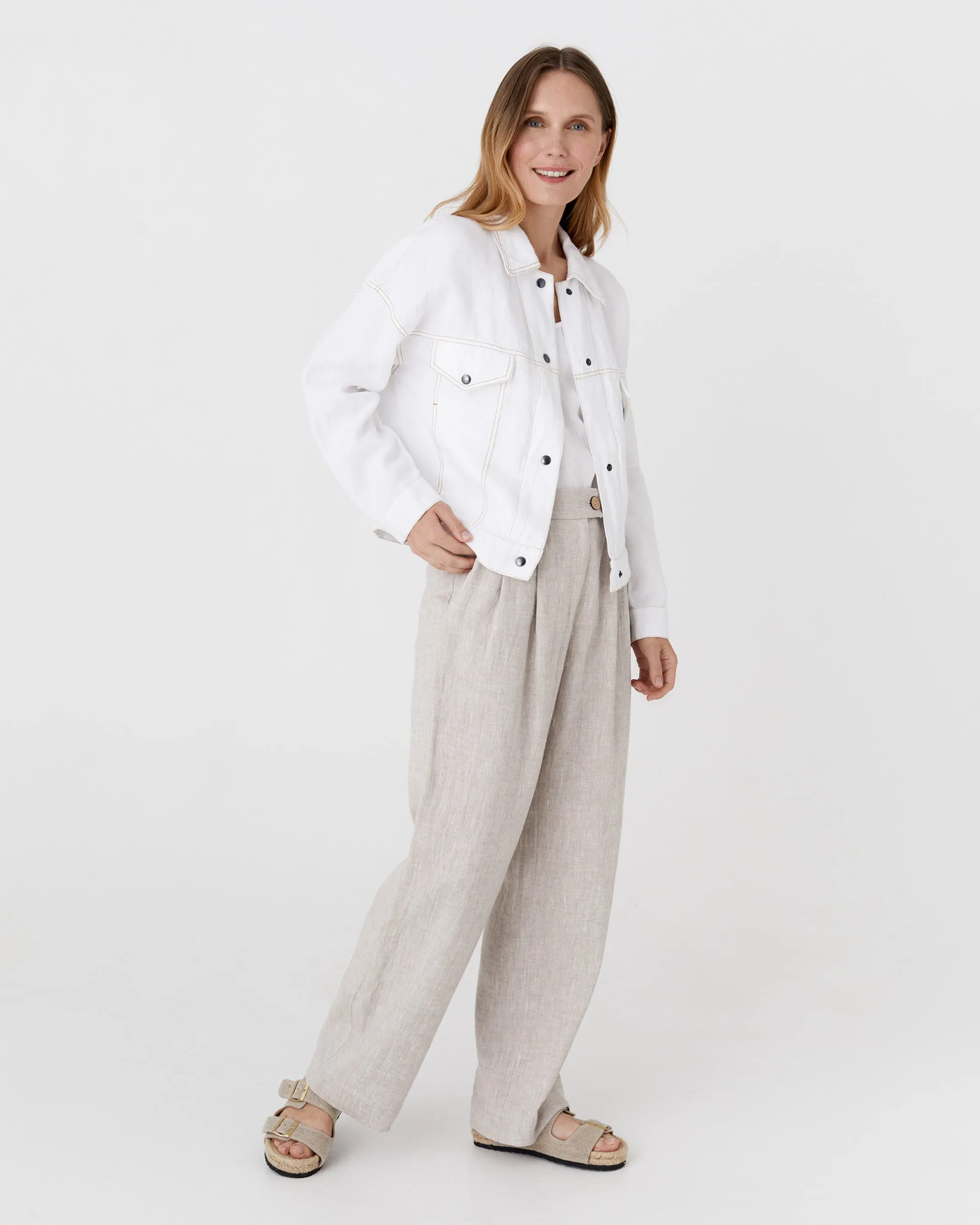 Cropped linen jacket LEURA in White