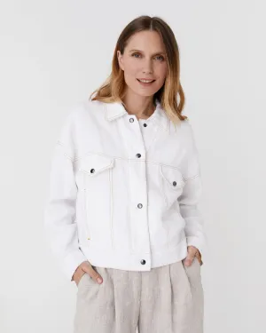 Cropped linen jacket LEURA in White