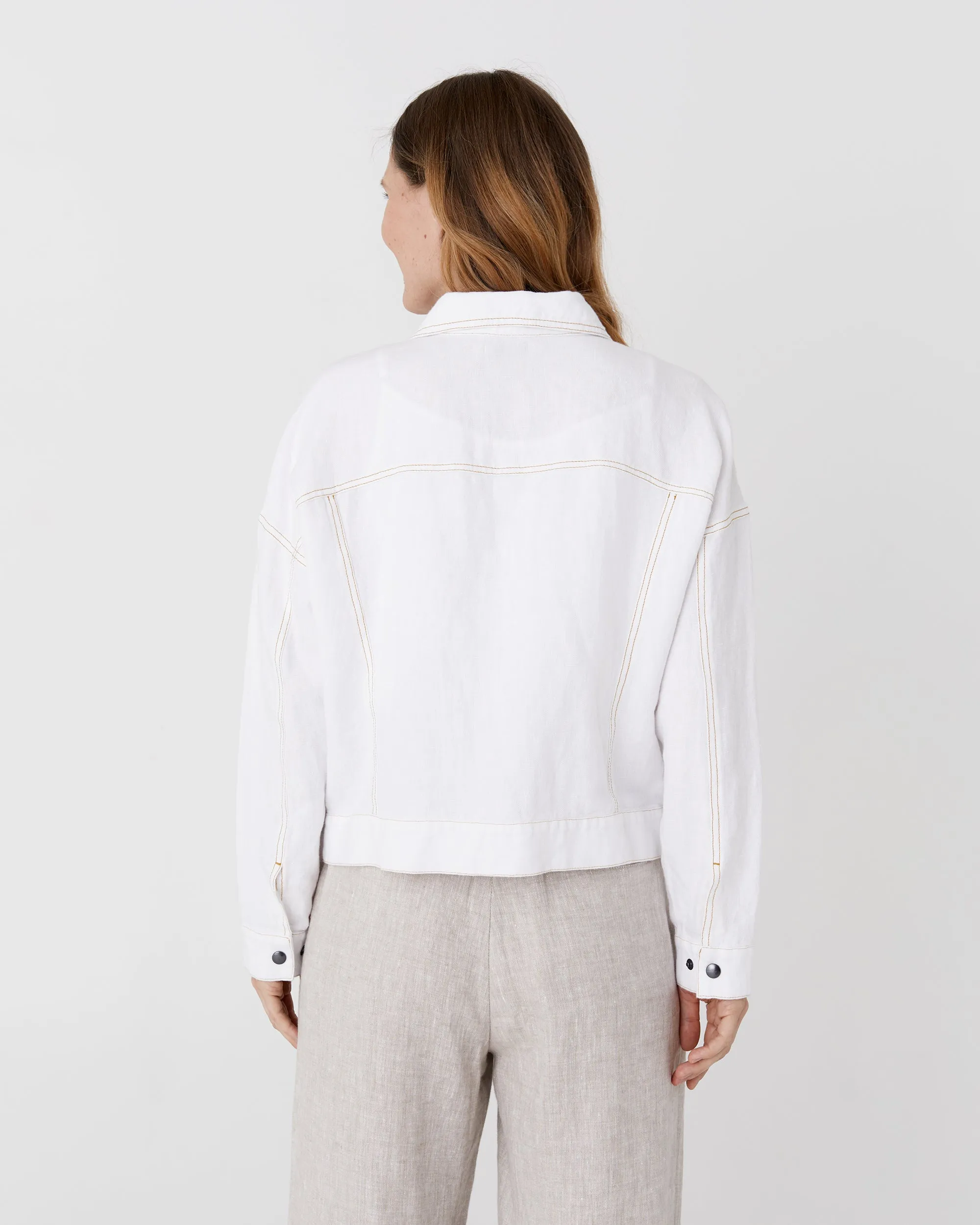 Cropped linen jacket LEURA in White