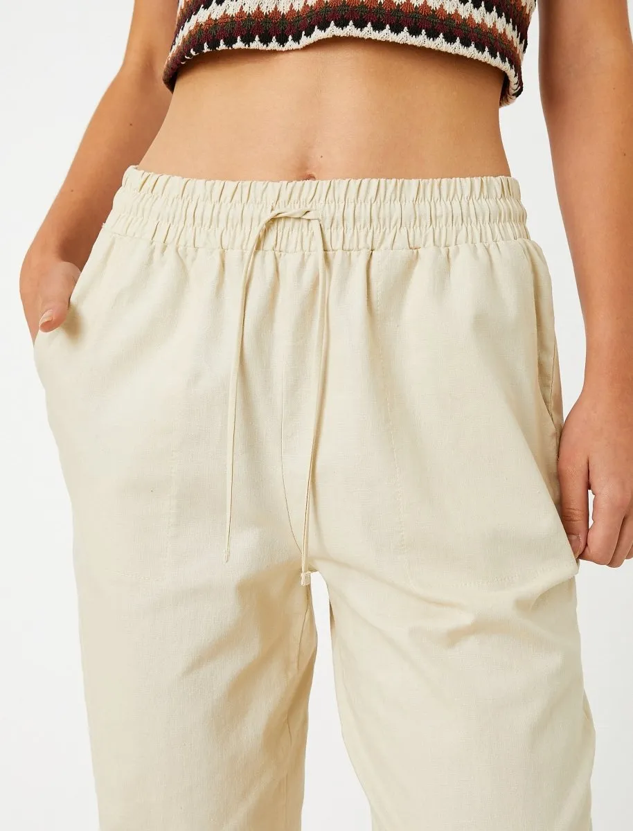 Cropped Linen Pant White