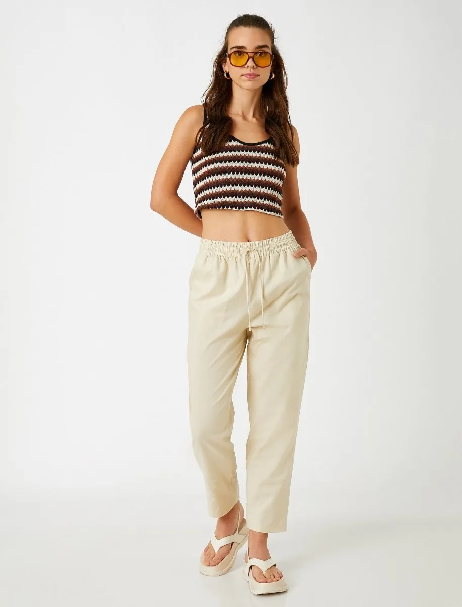 Cropped Linen Pant White
