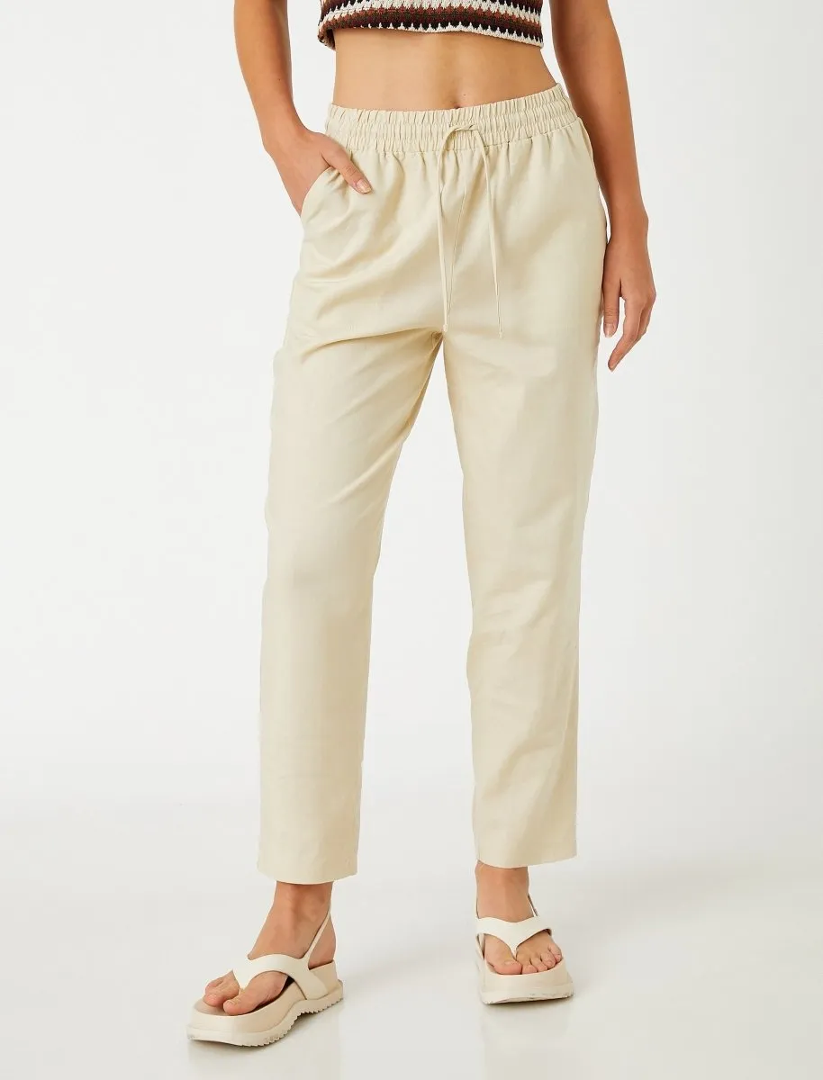 Cropped Linen Pant White