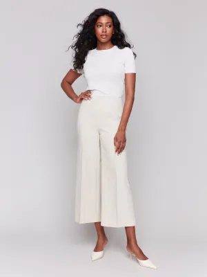 Cropped Wide Leg Pants - Beige