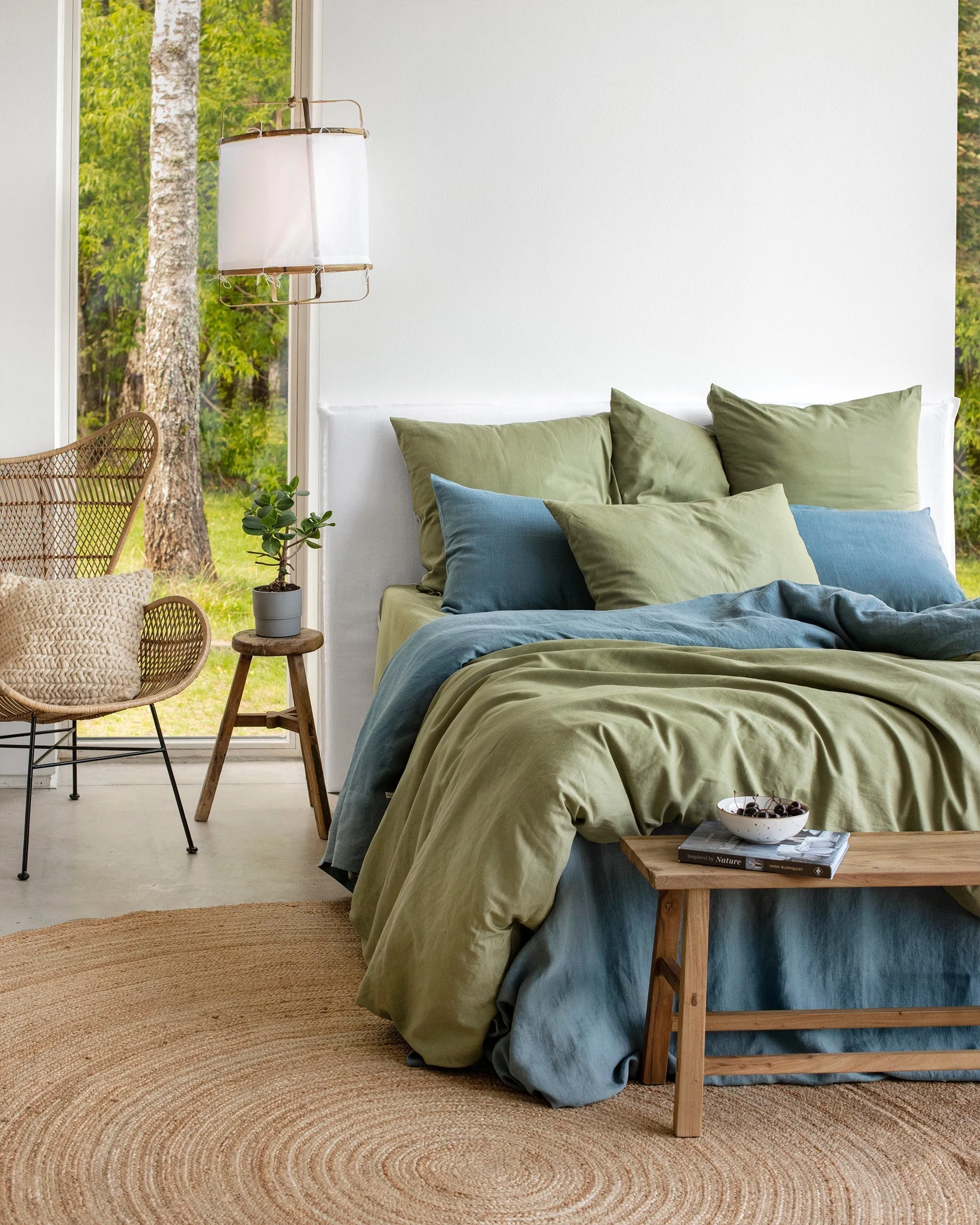 Custom size (eu) linen-cotton pillowcase in Sage