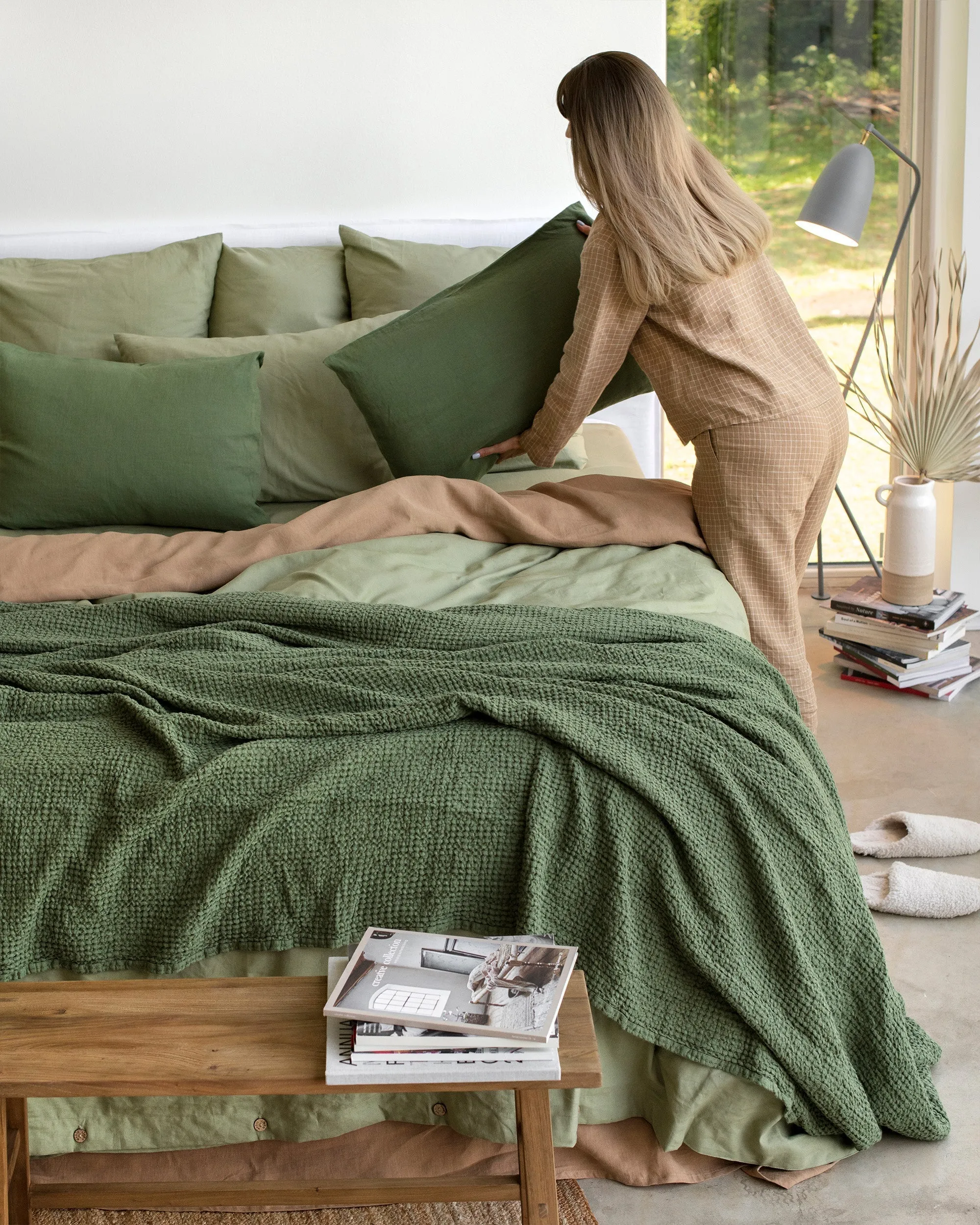 Custom size (eu) linen-cotton pillowcase in Sage