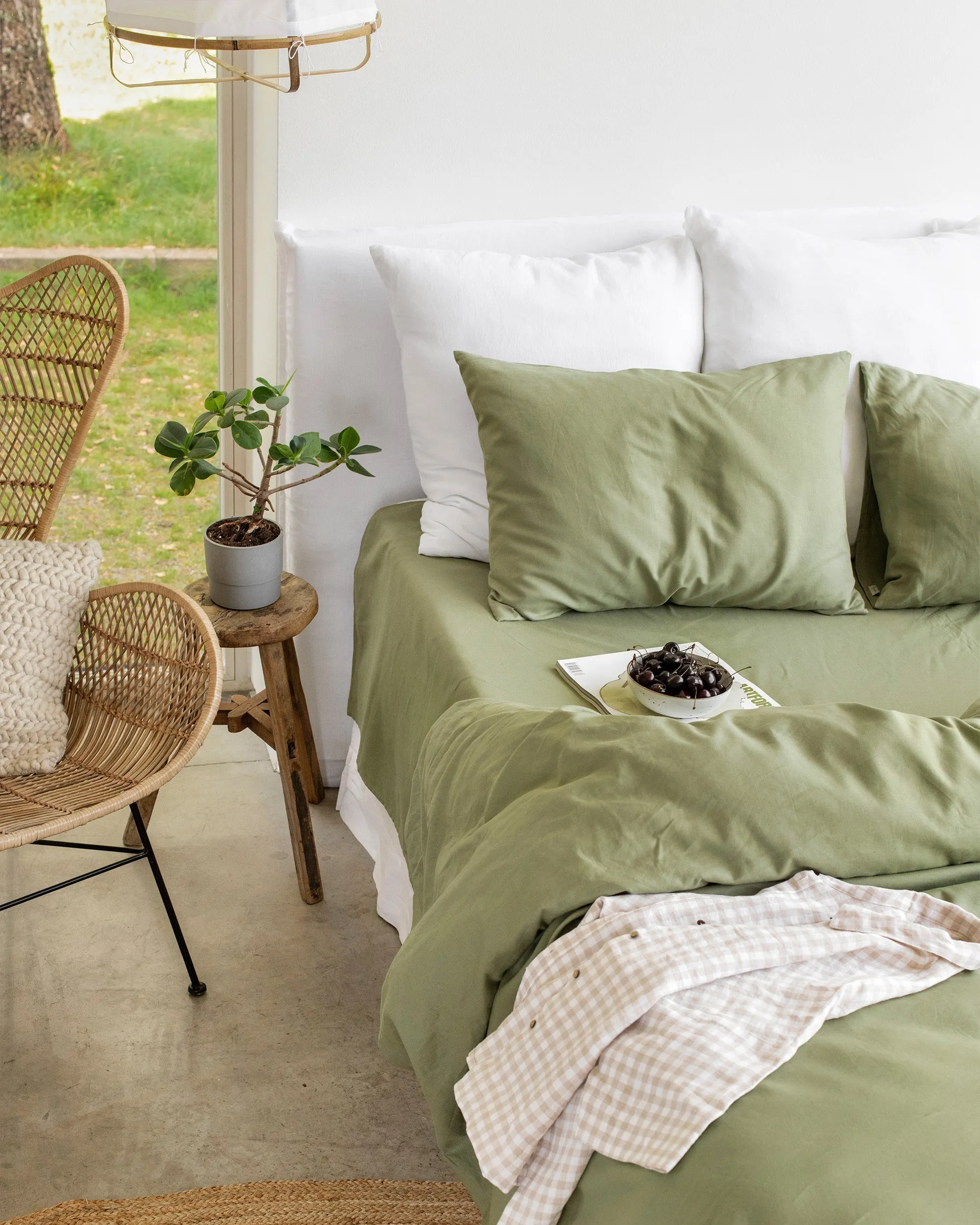 Custom size (eu) linen-cotton pillowcase in Sage