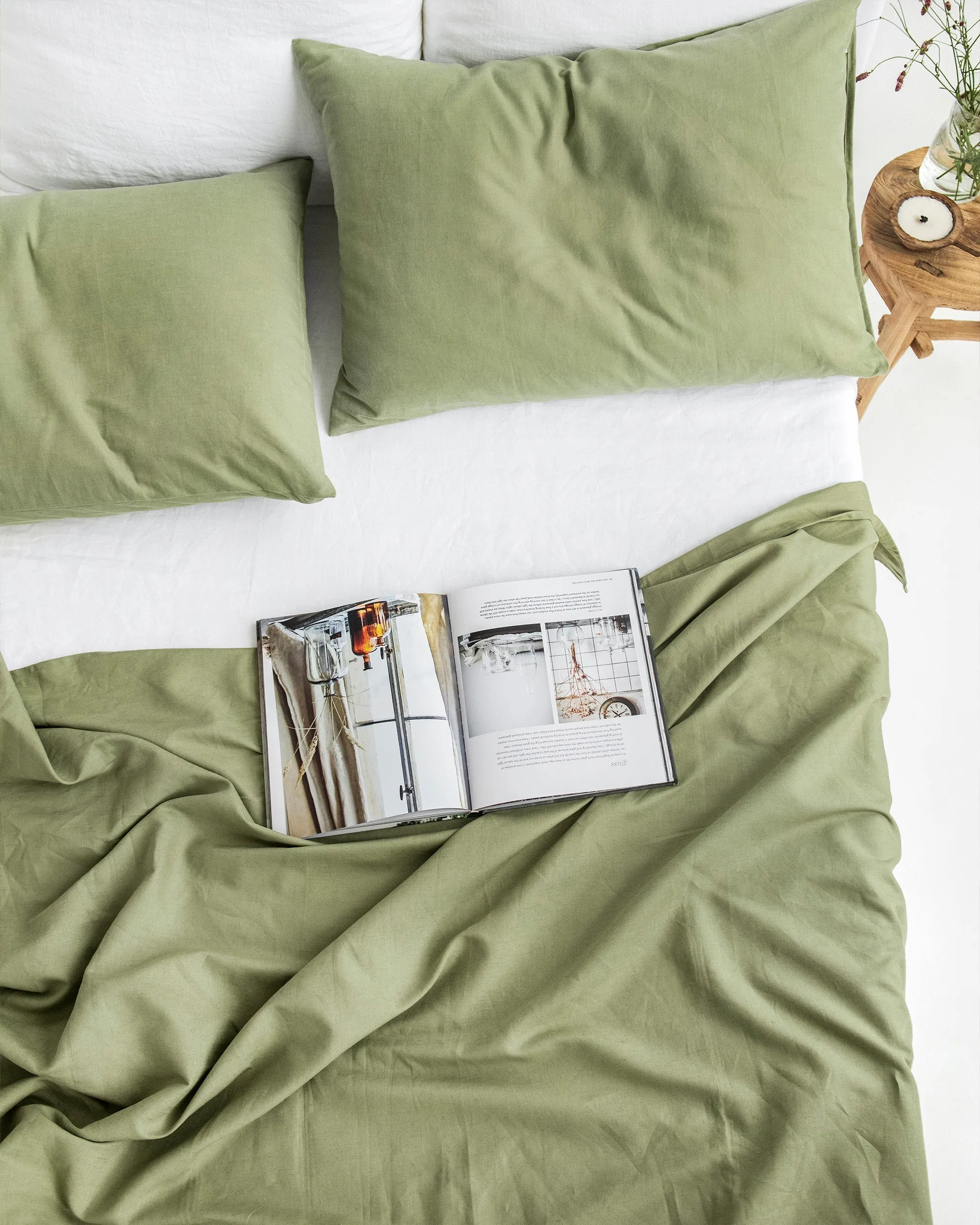 Custom size (eu) linen-cotton pillowcase in Sage