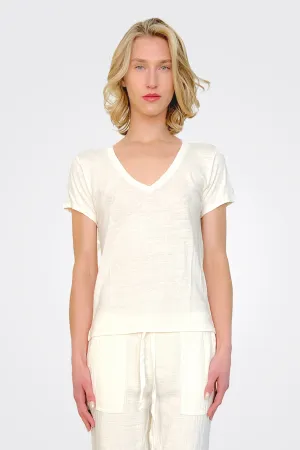 Deep V-Neck Tee - Macadamia