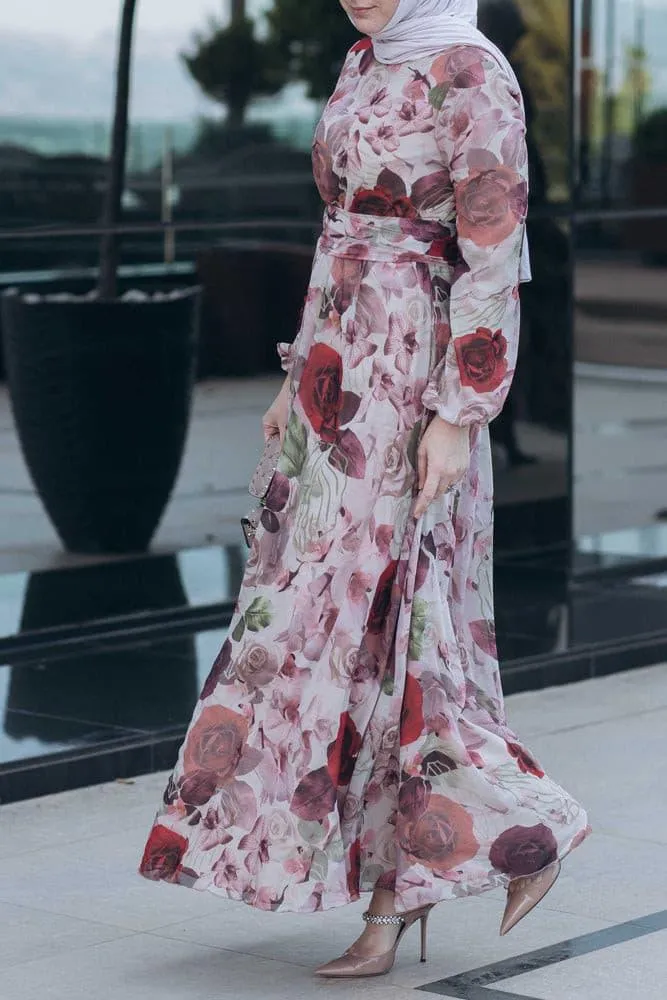 Didem lantern-sleeve floral-print dress