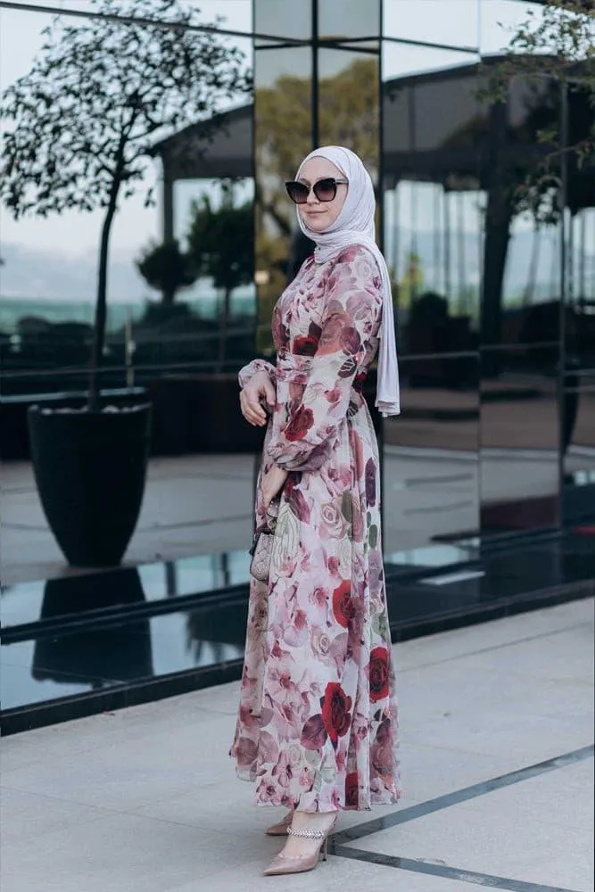 Didem lantern-sleeve floral-print dress