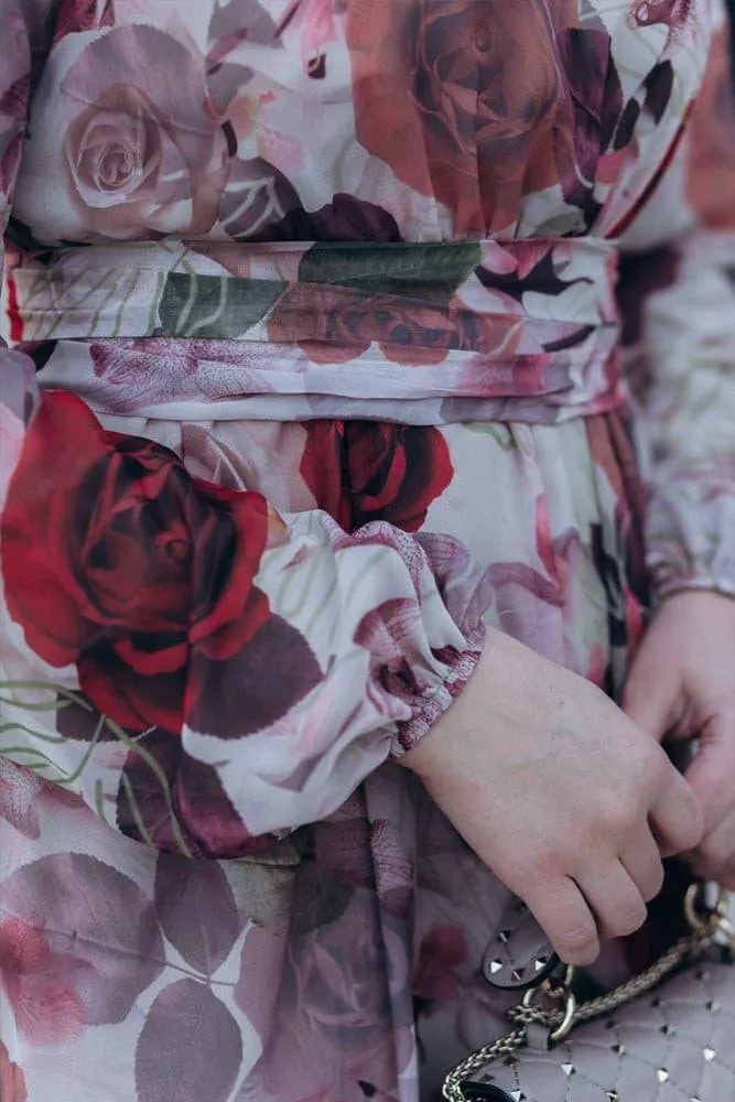 Didem lantern-sleeve floral-print dress