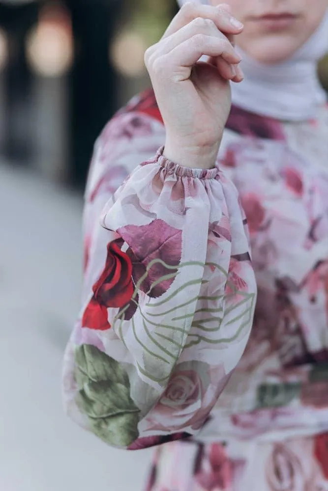 Didem lantern-sleeve floral-print dress