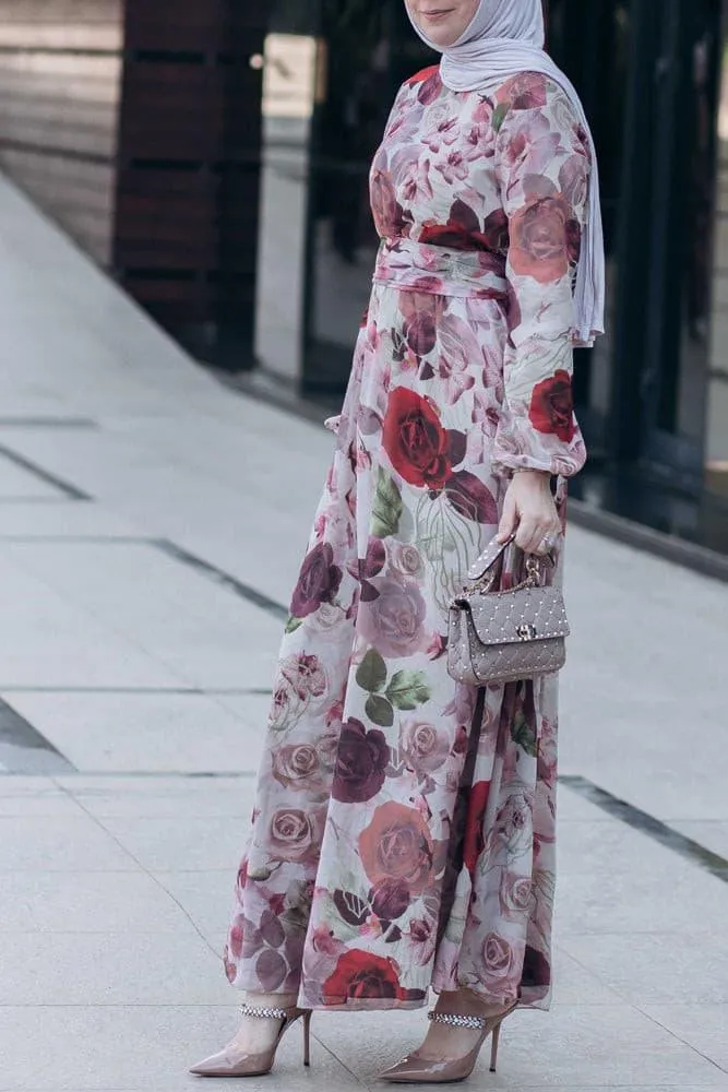 Didem lantern-sleeve floral-print dress