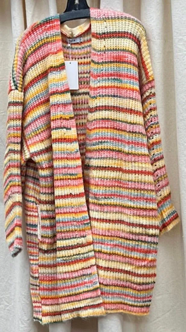 FATE Multi Color Stripe open Cardigan VCW6736
