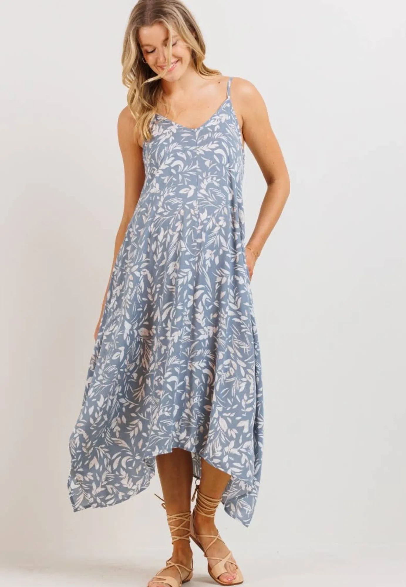 Floral Printed Uneven Hem Maternity Dress